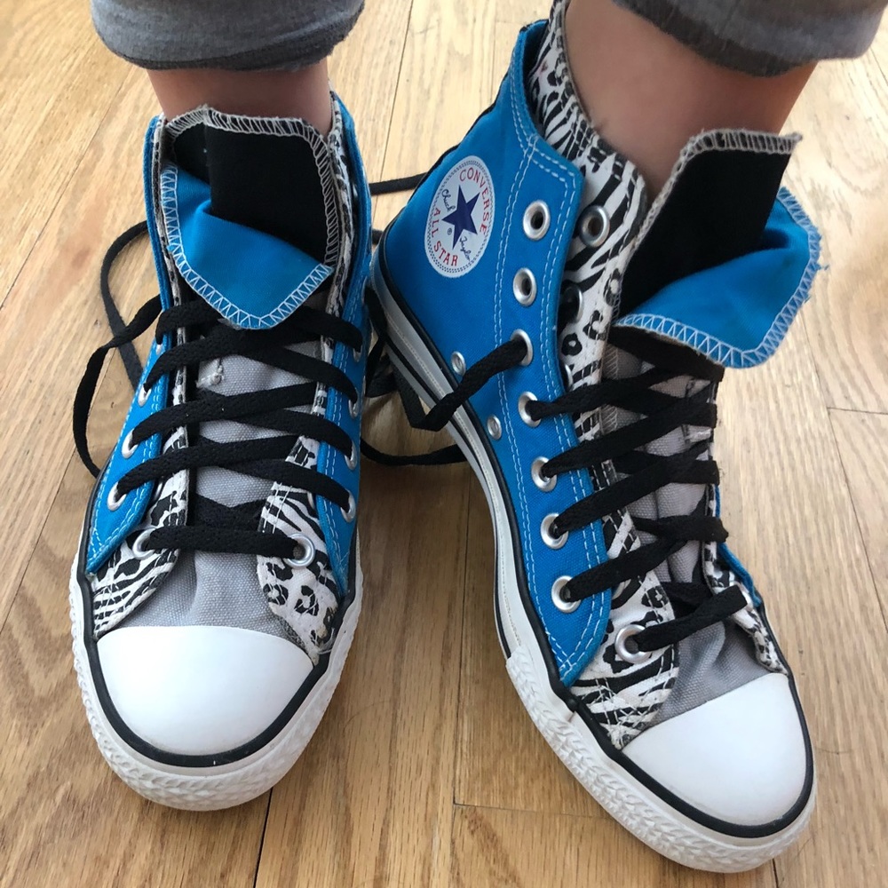 CUSTOM Teal + Zebra Converse - Size 7.5 (Women’s)